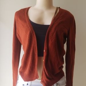 Rustic Orange Coffee Shop Button up Cardigan